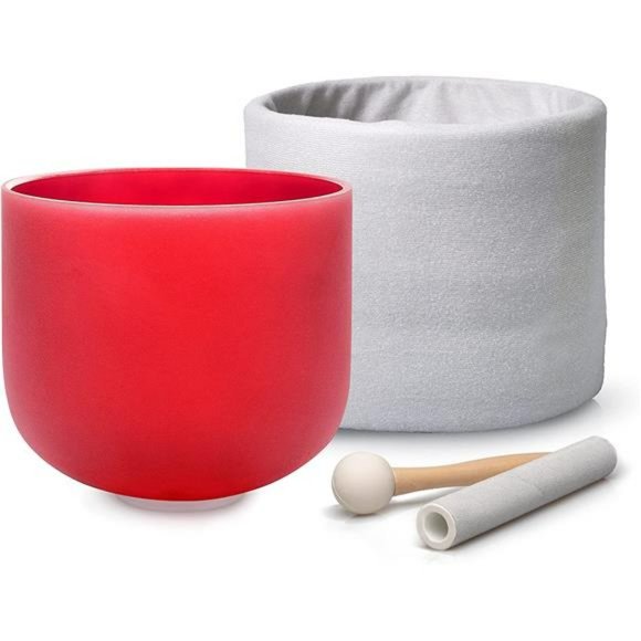 ALIOTH Red C Note Crystal Singing Bowl Root Chakra 7" with Singing Bowl Mallet - Picture 1 of 6